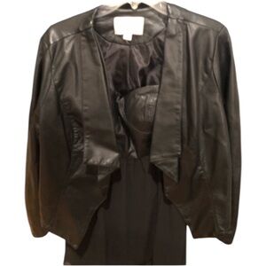 Avenue size 14-16 black faux leather waterfall front jacket